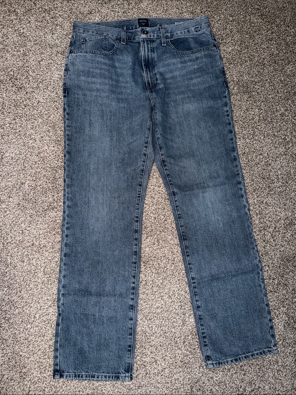 Nautica Men's Relaxed Straight-Leg Jeans in Medium Blue Wash